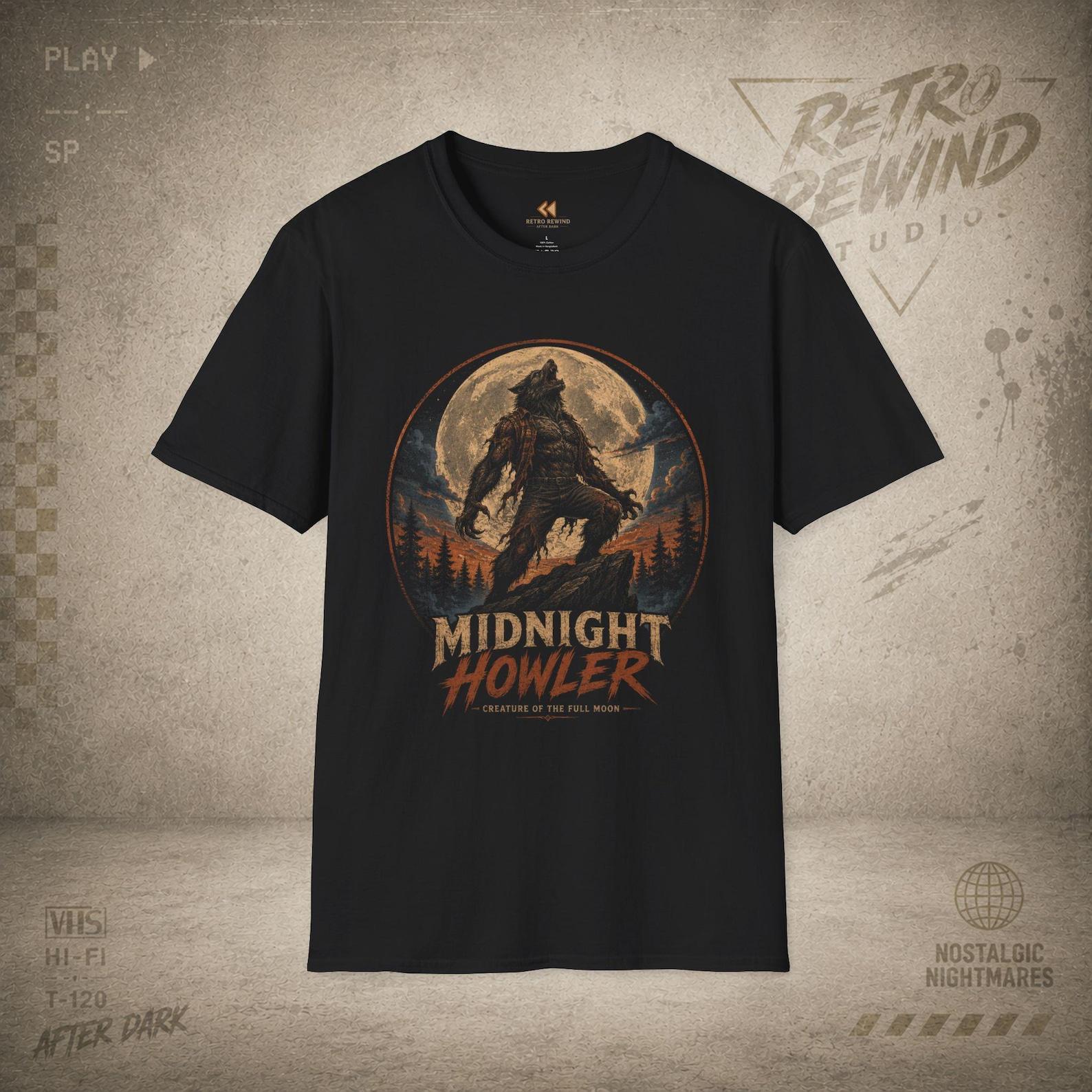 Midnight Howler Werewolf T-Shirt | Full Moon Wolf Man Horror Tee 4XL