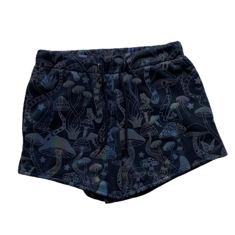 

Цветные светоотражающие шорты с принтом грибов, блестящие флуоресцентные шорты для танцев в стиле хип-хоп для мужчин, ночные спортивные джоггеры M