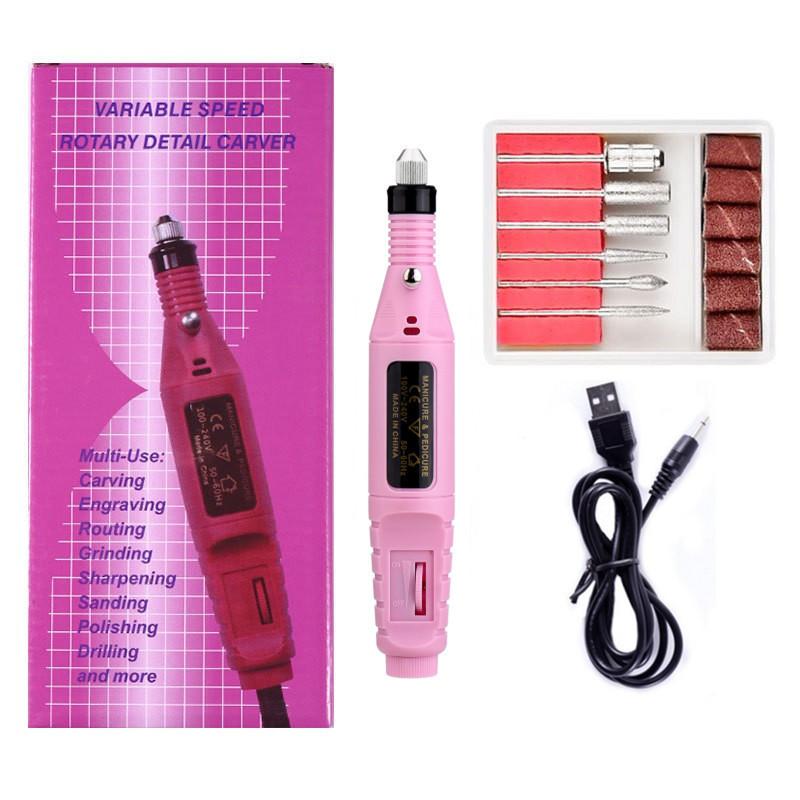 Electric Nail Drill Machine Portable USB Manicure Pedicure Set Professional File Kit for Acrylic Gel Nails Polish Salon Tools
