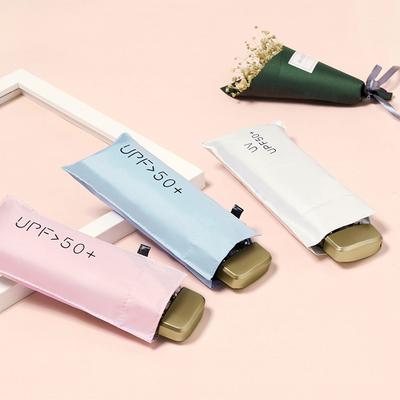 Vinyl Sunscreen Flat 50% Umbrella Pocket Sun Umbrella Sunny Rain Parasol Small Portable Ultra-Light Mini Umbrella