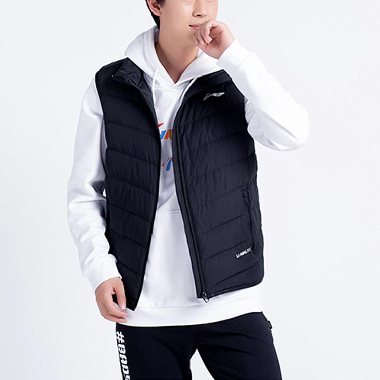 Li-Ning Stand Collar Cold Resistant Warm Down Jacket Men Jacket Black AMRQ045-1