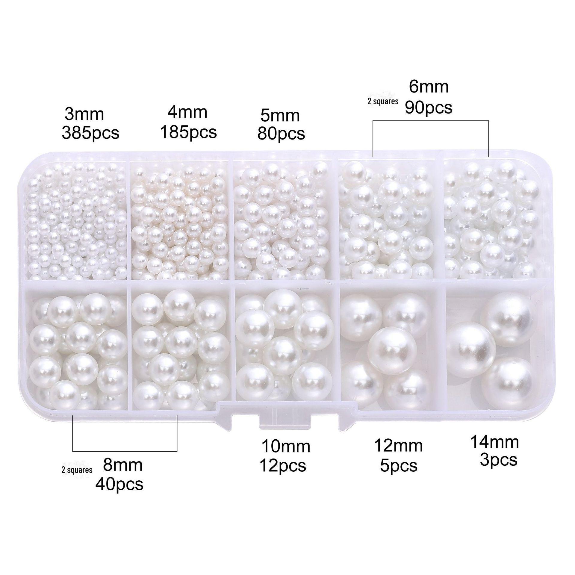 

Набор жемчужных бусин ABS для DIY - 10 размеров, 10 ячеек (3-14мм) Аксессуары ручной работы
