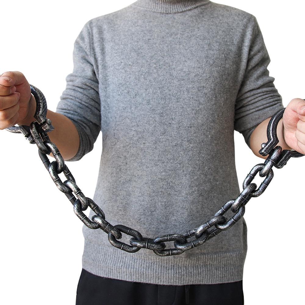 Halloween Prisoner Role-Playing Props: Handcuffs, Ankle and Foot Cuffs, Plastic Chain Link, Ball Shackles