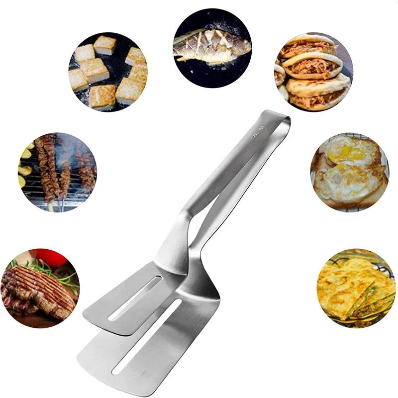Stainless Steel Frying Shovel Clip Multifunctional Steak BBQTongs Pancake Fried Pizza Steak Fish Spatula Bread Kitchen Tool