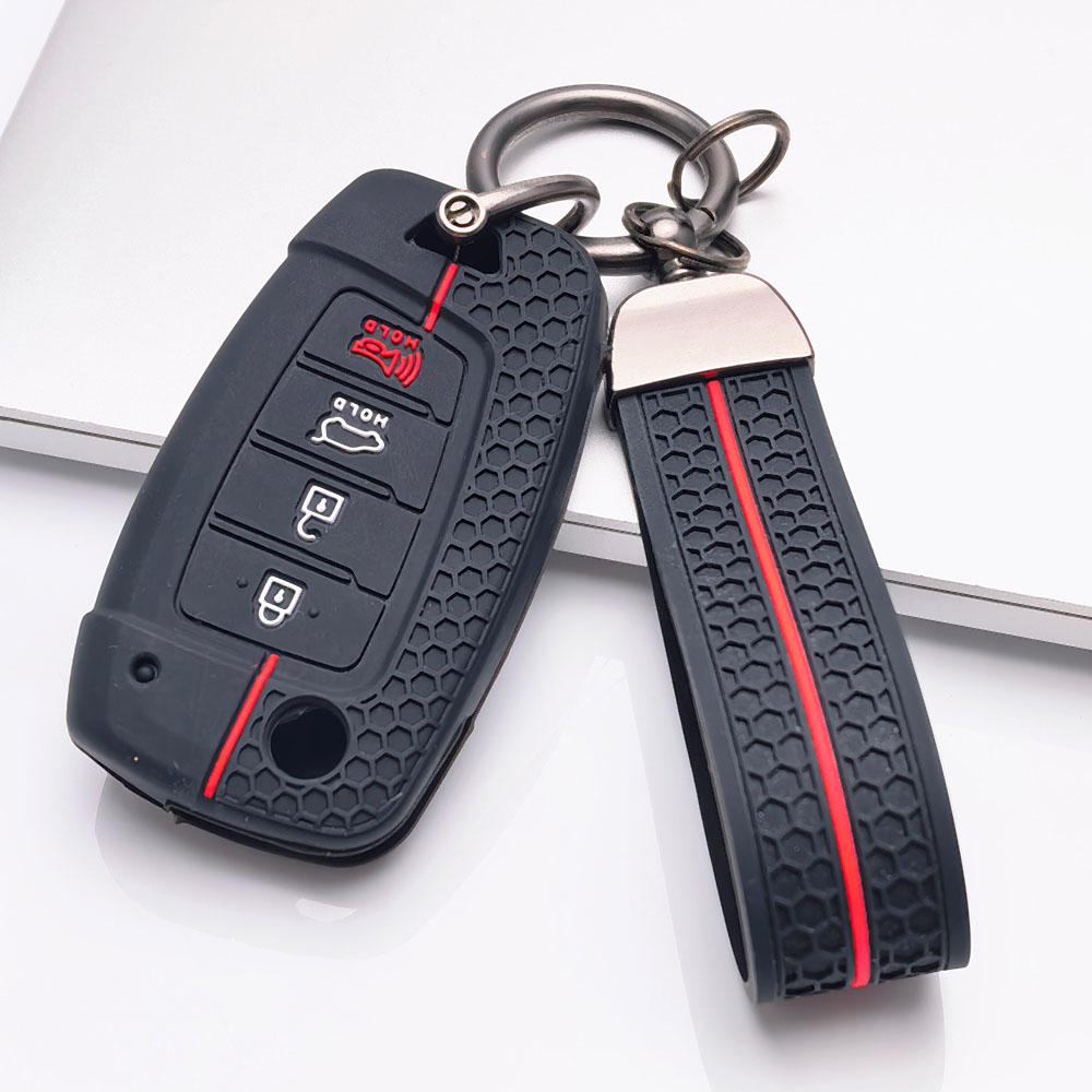 Silikon Auto Schlüsselanhänger Hülle Kompatibel mit Kia Optima Sorento Sportage Forte Soul Rio für Hyundai, Passt für Hyundai Sorento Sportage Rio Elantra Tucson