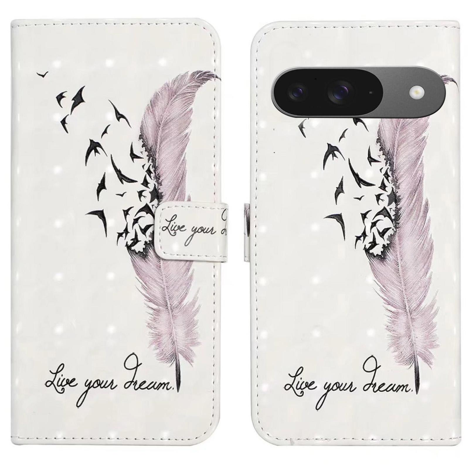 

For Google Pixel 9/Pixel 9 Pro Case 3D Creative Pattern PU Leather Stand Phone Cover J