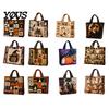 Katzenmotiv Wiederverwendbare Einkaufstasche Halloween Gesteppte Tragetasche, Kürbis Geist Aufdruck Schulter Leichte Pendler Tasche Polyester Handtasche für Freizeit