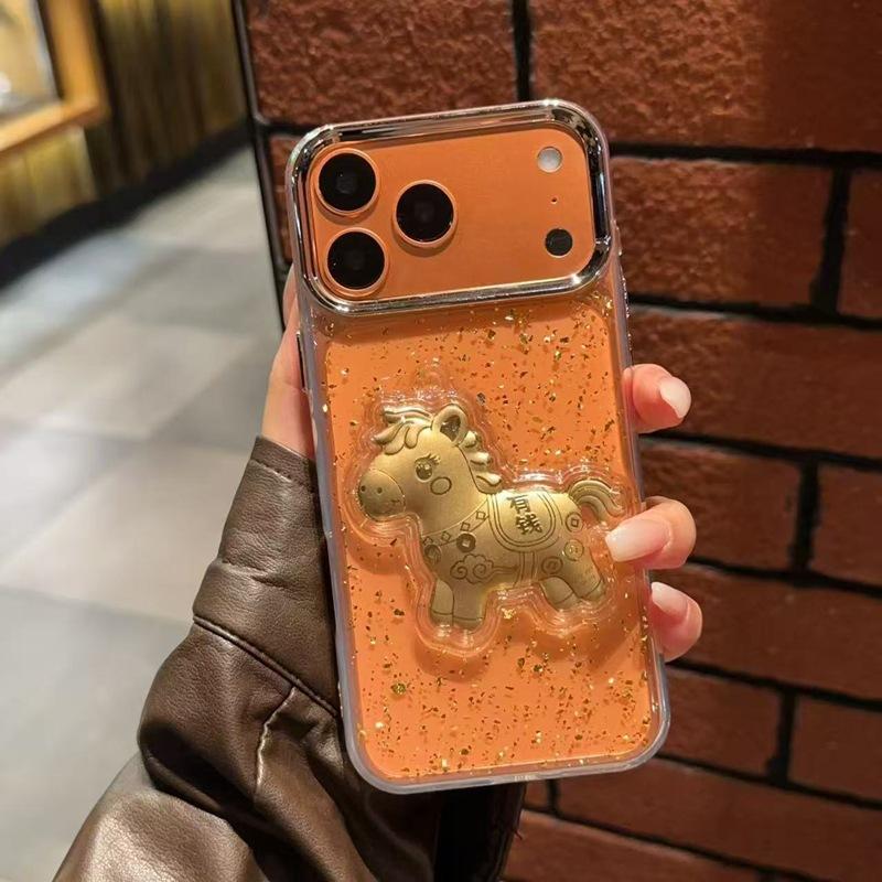 The New Product Is Suitable for RealmeV70 Rich Mobile Phone Case Reno14Pro, Rich Immediately, Sequined Gold Foil Epoxy Soft Woman
