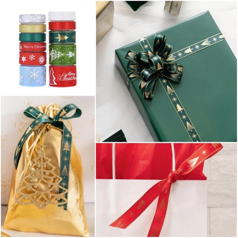 Pack of 11Polyester Ribbons for Christmas Present and Wedding Decorations Stylish Flower Bouquet Wrapping Silk Ribbons