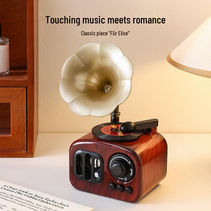 Retro Gramophone-Style Music Box: Nostalgic Desktop Ornament for Living Room or Bedroom Decor