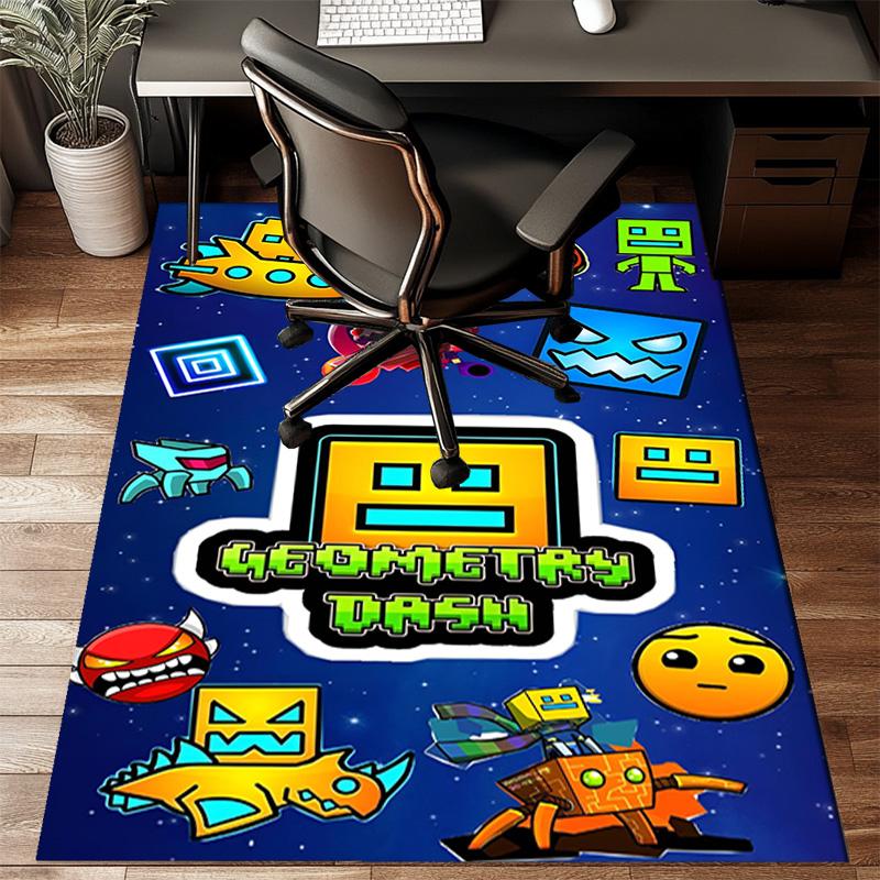 Colorful Geometry Dash Characters Rug Office Floor Mat - Machine Washable for Bedroom, bedroom, livingroom, Room Decor Fan Gifts Christmas