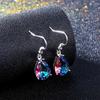 925 Silver Rainbow Color Drop Pear Shape Earrings with Multicolor Stone Jewelry for Women