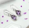 Solid 925 Sterling Silver Amethyst Gemstone Handmade Earrings Birthstone Gift