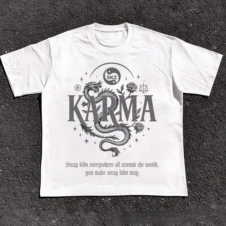 Ретро-футболка Stray Kids Karma 2026, Свитшот SKZ Karma, Футболка Stray Kids Karma Comeback, Футболка Stray Kids Dominate World Tour, Тур Dominate в США 4XL