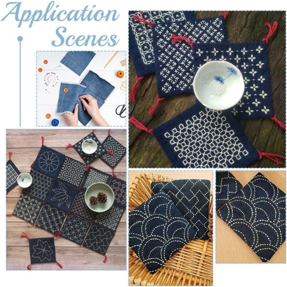 45pcs Reusable Sashiko Embroidery Template Handmade Sashiko Thread Kit Patchwork Stencil  Beginners