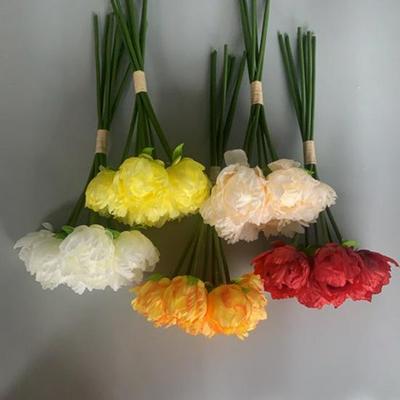 7-Köpfiger Pfingstrosen-Seidenblumenstrauß - Fotografie-Requisiten & Dekoration für Innen-/Außenbereich Florale Kunst
