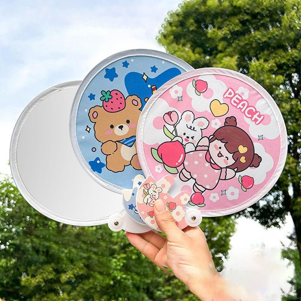 5Pcs Decorative Round Pocket Fan Cartoon Cool Fan Portable Hand Fan  Student