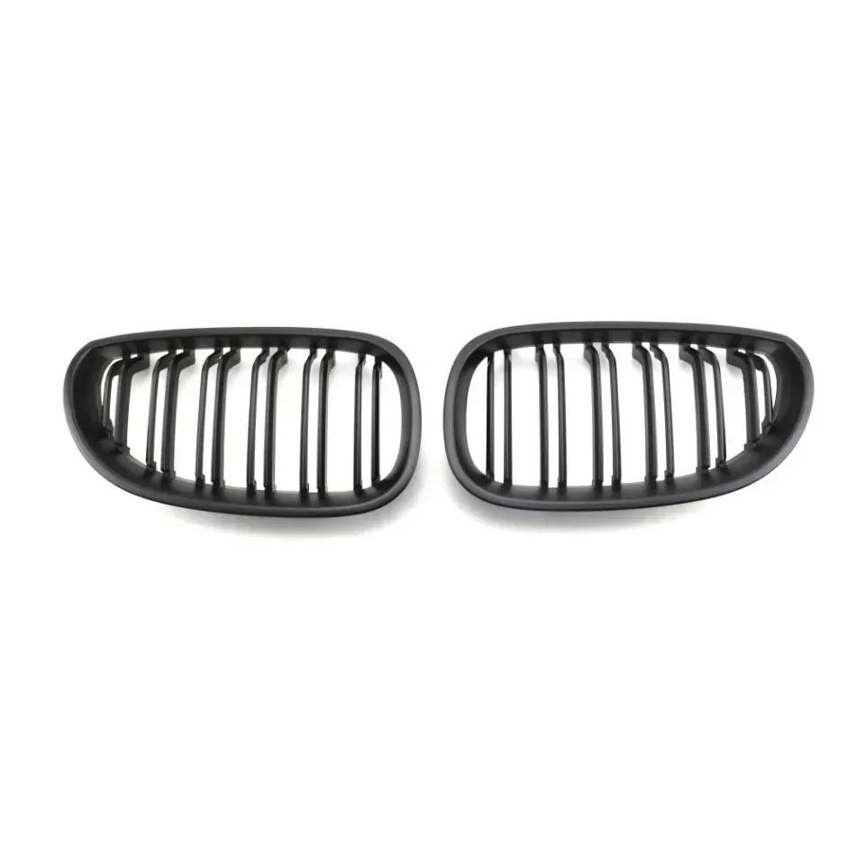 Front Bumper Chrome Diamonds Style Hood Grilles For BMW 5 Series E60/E61 2004-2009 Single Line Style Slat Grilles