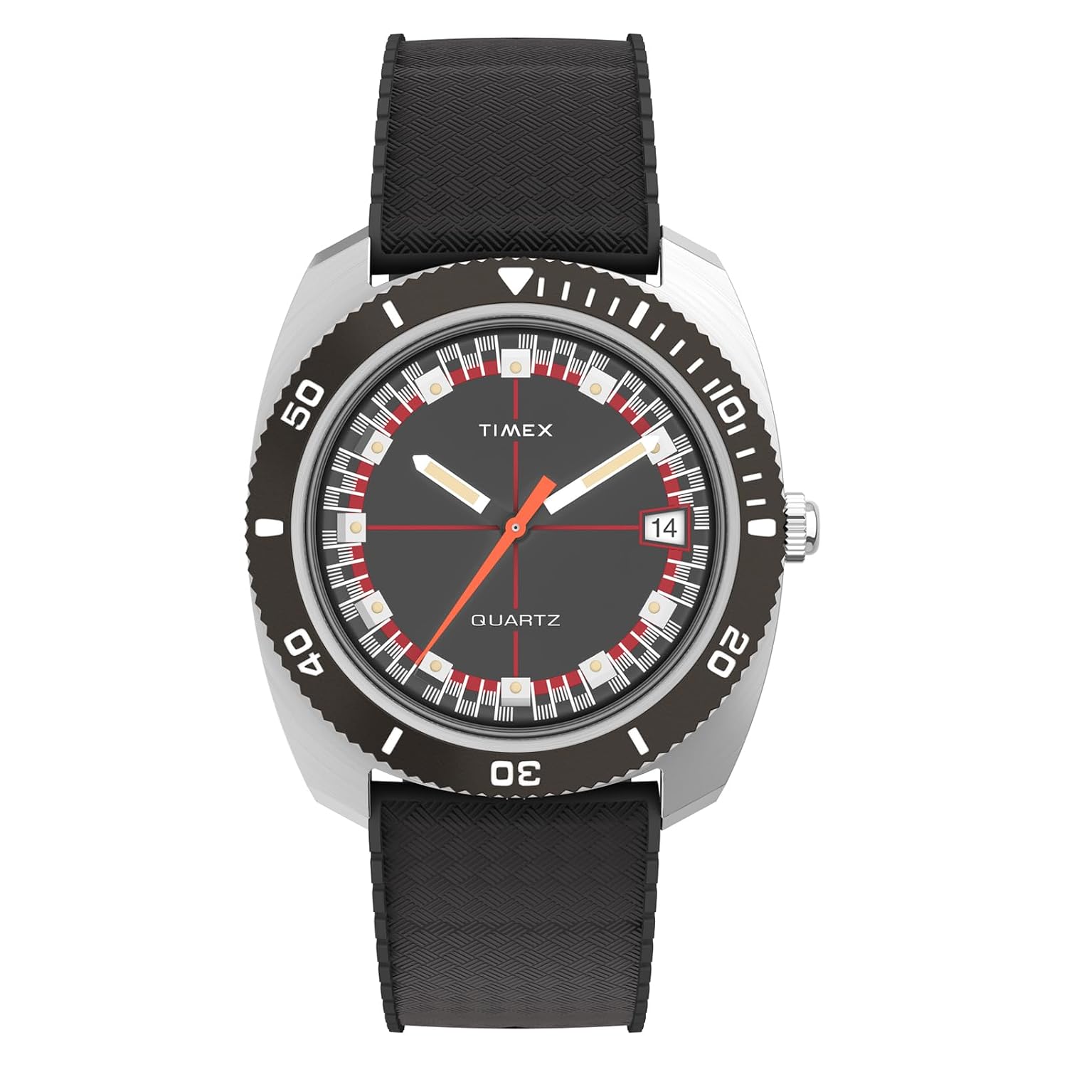 TIMEX QTIMEX Часы Кварцевые 5 АТМ Водонепроницаемые Пластик Черный Циферблат TW2W22400 Унисекс
