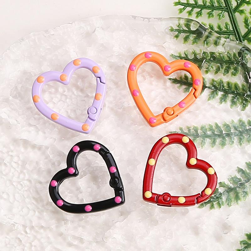4 Pieces Of Colorful Love Spring Keychain Keyring Heart-Shaped Heart-Shaped Spring Ring Diy Jewelry Accessories