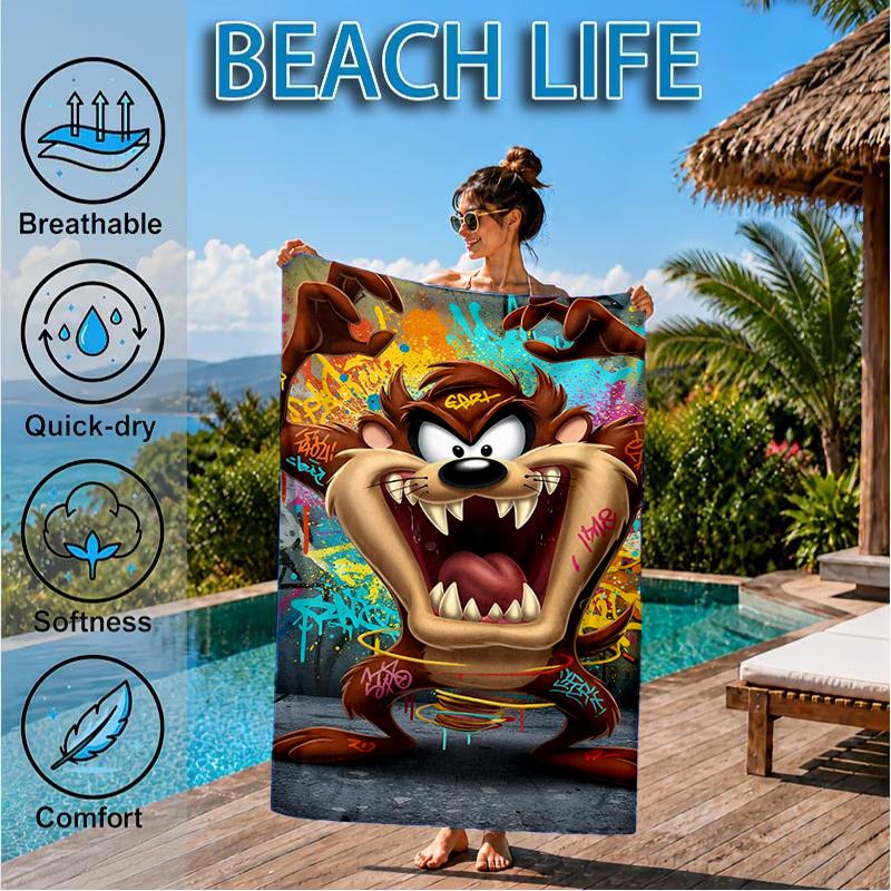 Tazmanian Devil's Fury Beach Towel, Super Soft Microfiber, Perfect Gift for Her/Him, Birthday, for Pool, Beach, Travel, Decor Beach Party
