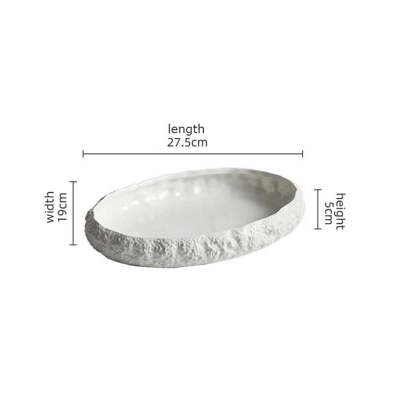 Stone Patterned Ceramic Dining Plate Main Dish Plate Oval Sushi Plates Dim Sum Dish Pasta Dish Steak Plates Dessert Bowl Tray