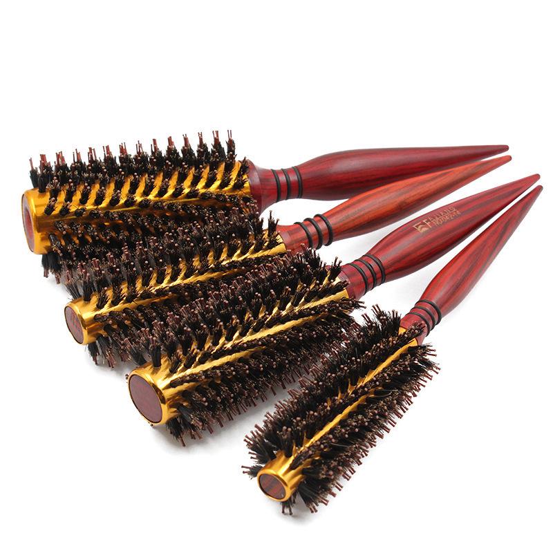 Aluminum Barrel Boar Bristle Heat-Resistant Curling and Styling Brush for Curly Hair