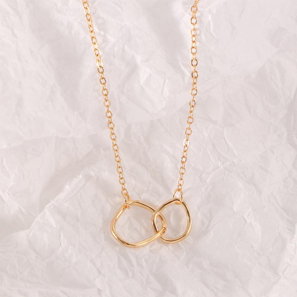 Women Personality Double Ring Geometric Irregular Simple Choker Clavicle Chain Necklace Neck Chain