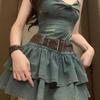 Vestido Bandeau de Mezclilla Retro Americano 2026: Estilo Falda Esponjosa Dulce, Picante y Adelgazante