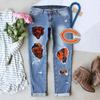 Stylish New Winter Printed Ripped Mid-Waist Women's Denim Jeans