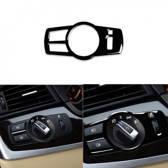 For BMW 5 Series F10 2011-2017 Dashboard Headlight Button Cover Piano Black Trim
