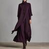 2025 Europäisches & Amerikanisches Damen Herbstkleid mit langen Ärmeln, bestickt, einfarbig