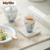 2pc/lot Hand Drawn Orchid Jade Mud Teacup Aesthetic Tea Bowl Tea Pair Tea-tasting Meditation Cup Jianzhan Master Cups Gift 65ml