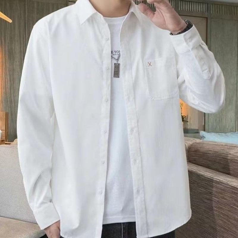 Рубашка мужская новая повседневная рубашка с длинным рукавом модная куртка XXXXL синий — фото 5