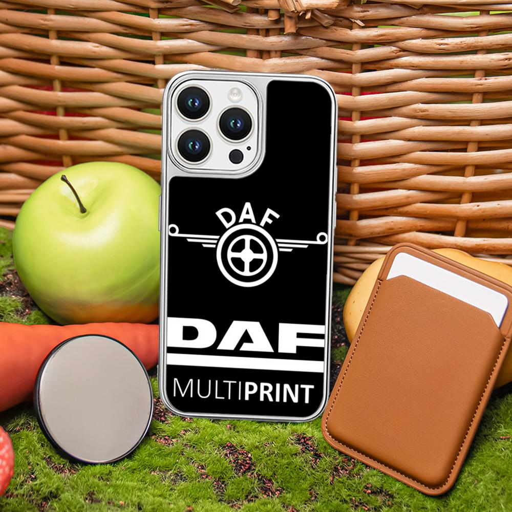 Daf logo cool car fashion design Phone Case for iPhone 16 15 14 13 12 11 Pro Max Sheepskin Silver-edged protective case