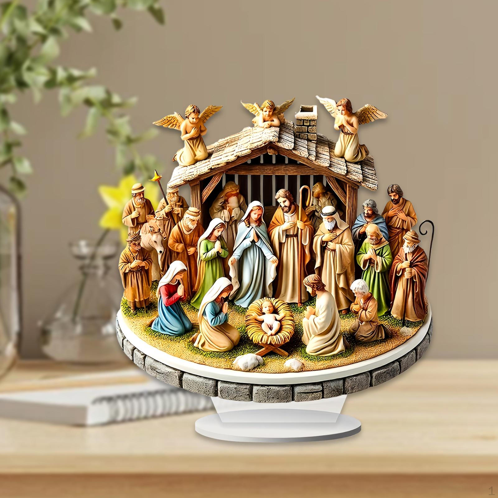 

2D Украшение Святого Семейства, Религиозный Домашний Декор, Подарок на День Рождения, Рождественское Украшение Акриловое Произведение Искусства