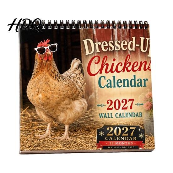 Creative Daily Memo Pad Chicks 2027 Wall Calendar Funny Dressed Up Chicken 12-Month Planner Home Organization Essentials Cute Farm Animal