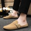 Men's Shoes BaoTou Half Slippers Suede Slippers Outdoor Casual Slipper Comfort Flat Slippers Men's Cork Slipper