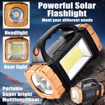 Solar Flashlight Portable White Light Searchlight Hand-held Flashlight Large Capacity Waterproof Emergency Camping Light Spotlight