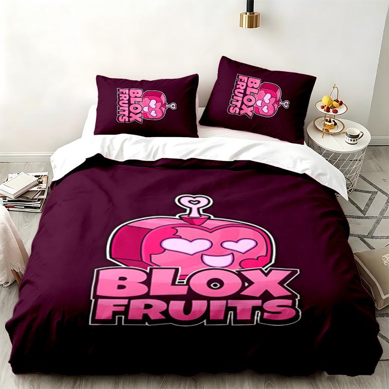 Blox Fruits 3pc set Perfect for bedroom use Comfortable bedding set includes a duvet cover and two pillowcases Ideal birthday or Christmas gift