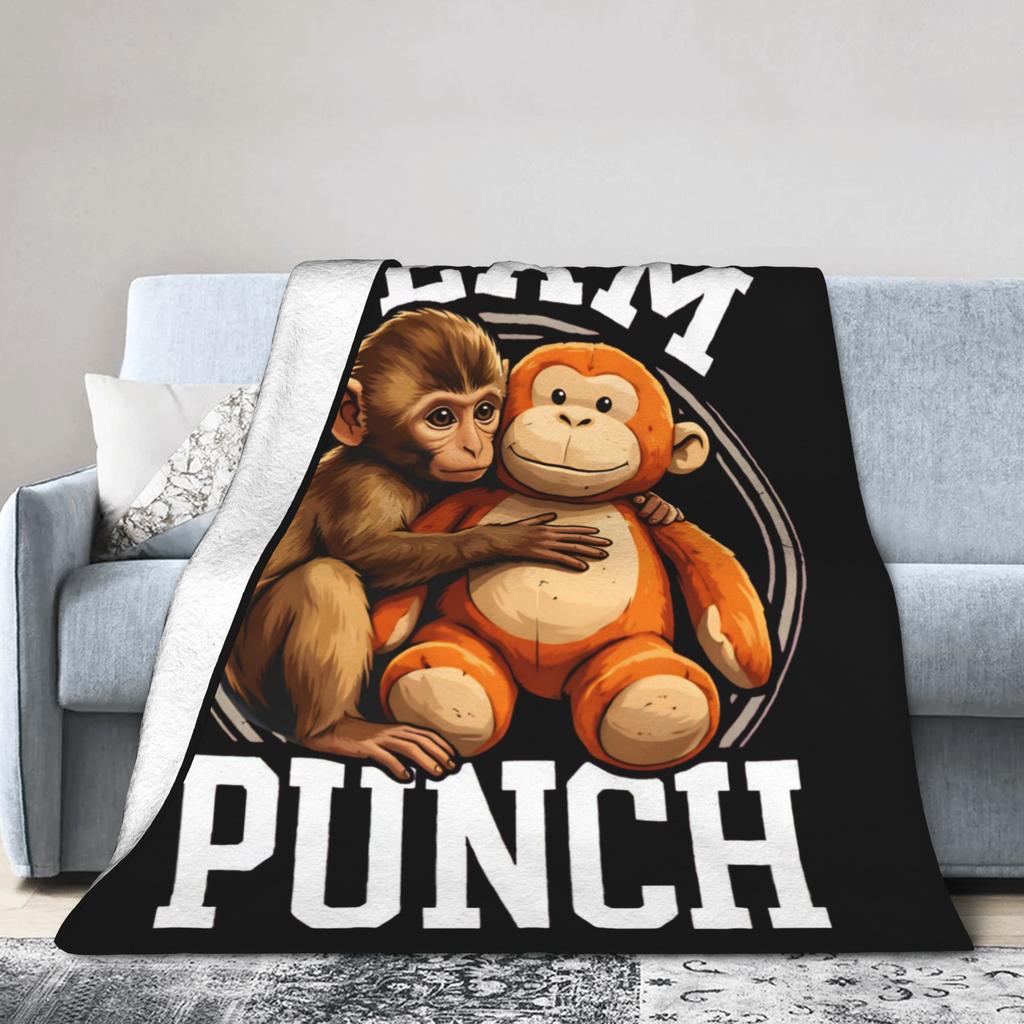 Team Punch Monkey and Oran-Mama Wool Blankets  Funny Throw Blanket for  Sofa Bedding Lounge 200x150cm Quilt,
