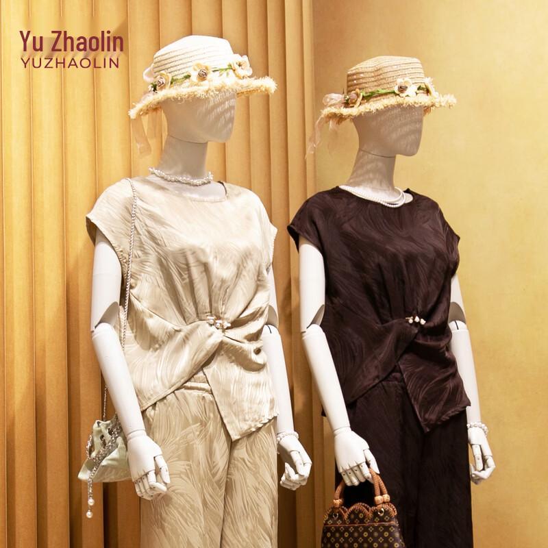 YUZHAOLIN Mom s Plus Size Striped Summer Two-Piece Set 2XL