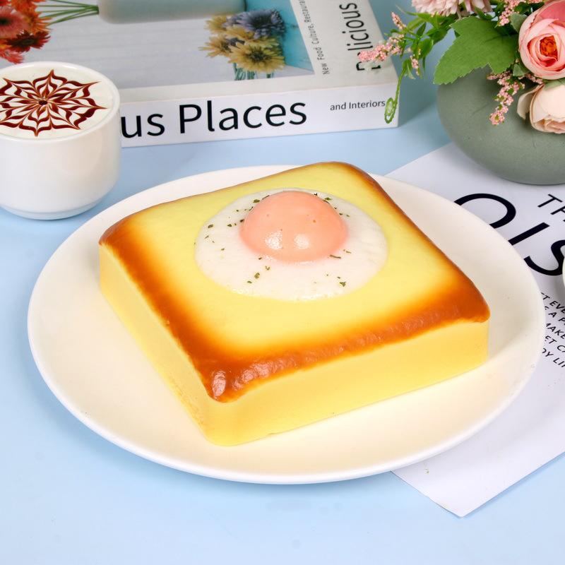 Fried Egg Toast Squishy Toy, Slow Rising Squeeze Bread Toy, Stress Relief Hand Relax Fidget Toy For Kids Adults