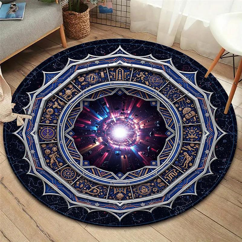 

Круглий килим Vortex Crossing Gate, Килимок для вітальні, спальні, біля дивана, дитячої кімнати, Нековзкий килимок для підлоги 80cmx80cm