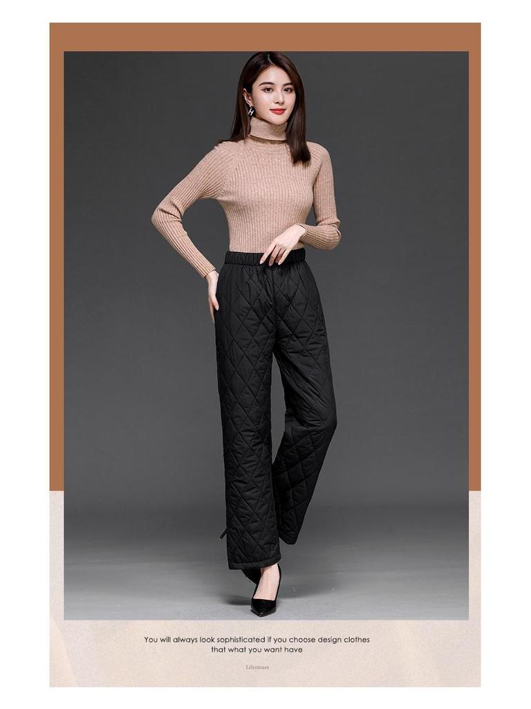 Damen Baumwollhose mit hohem Bund und weitem Bein - Übergröße, warm, dick für Herbst/Winter 2025