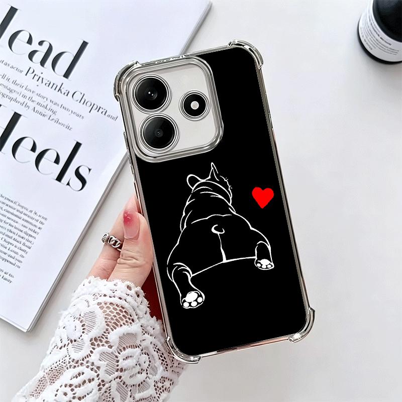Französische Bulldogge Schwarz Design Beschichtung Handyhülle Für Xiaomi Redmi Note 14 15 Pro Plus 13 12 11 11S 11T 10 9S 9 5G Sturzfest Airaba