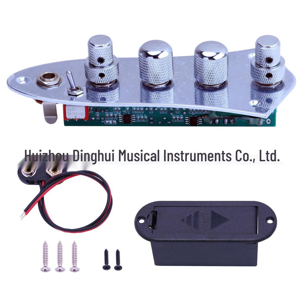 4-String Jazz Bass Guitar Wiring Control Plate with Metal Knobs