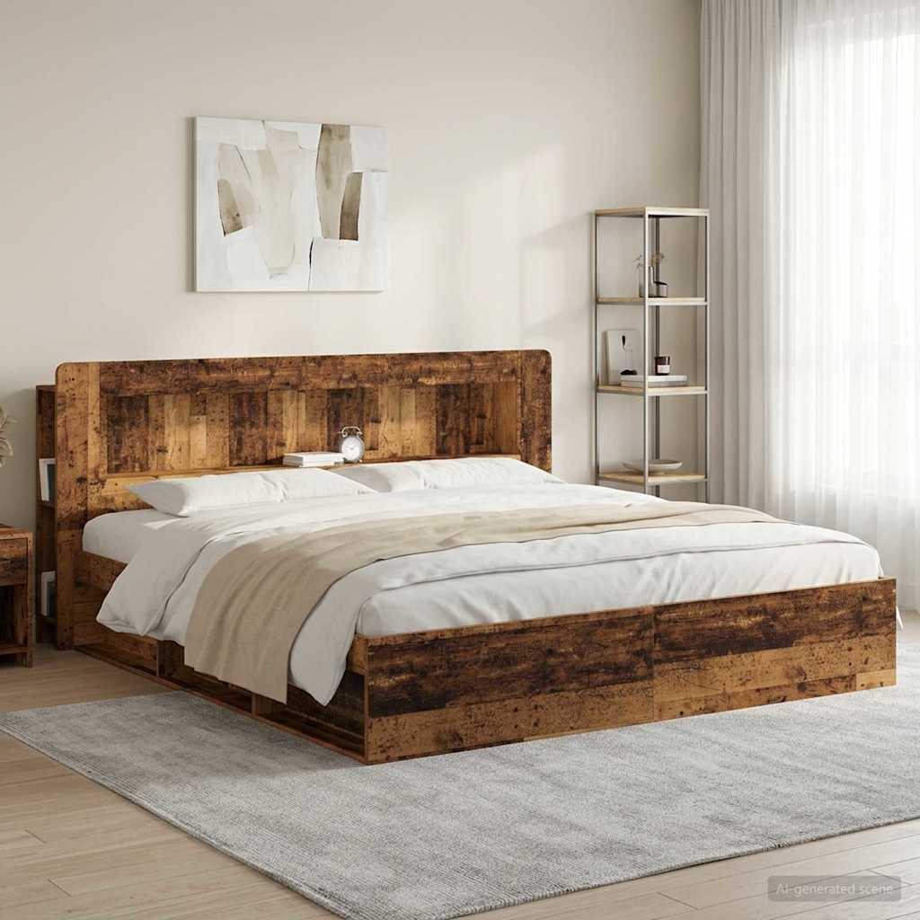 Headboard Cabinet with Storage Reclaimed Wood Engineered Wood