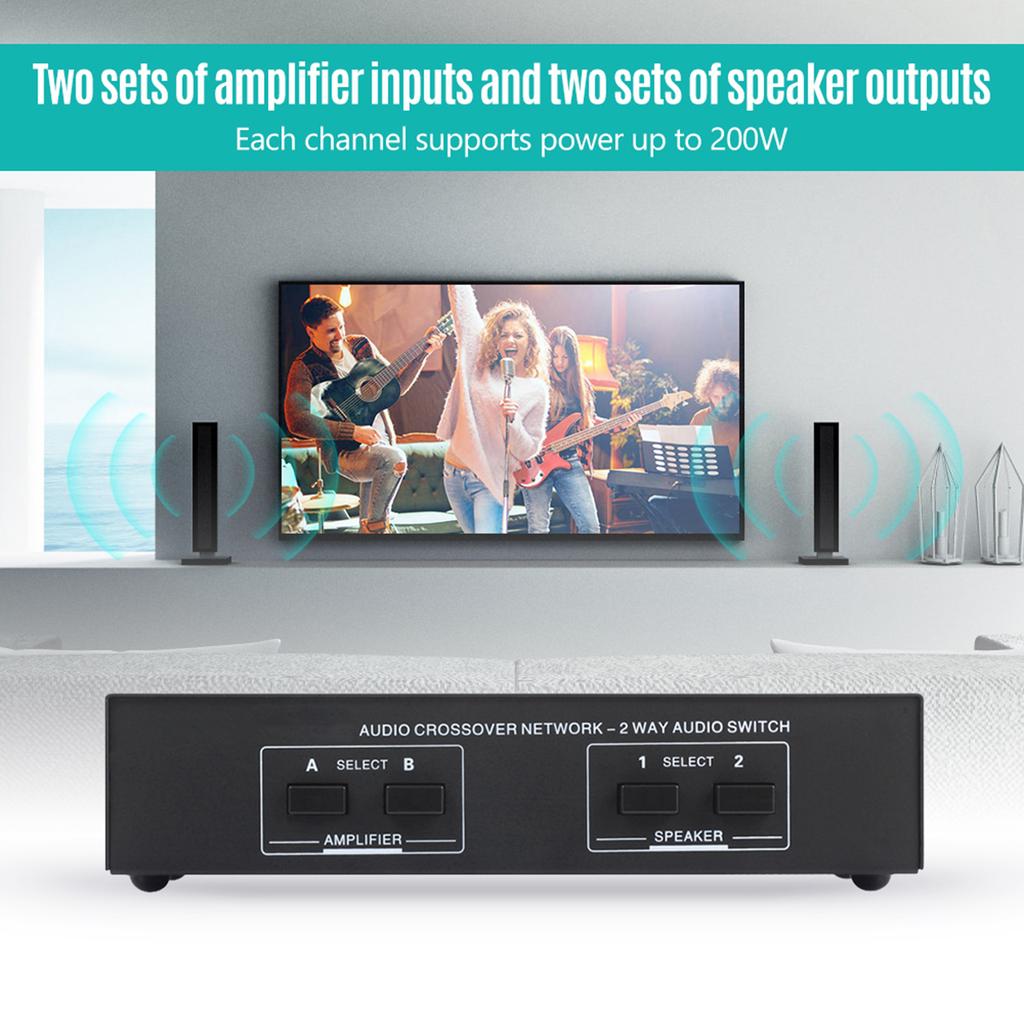 LYNEPAUAIO 2 In 2 Out Speaker Selector Switch Audio Signal Switcher Power Amplifier Audio Receiver Splitter Box