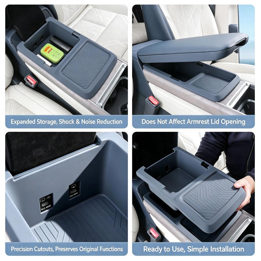 For Zeekr 9X Central Control Armrest Box Silicone Storage Box Car Organizer Interior Accessories Modification